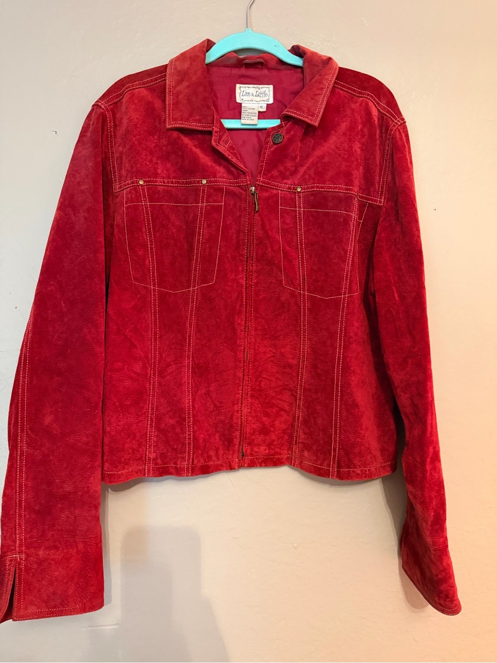Live a Little Red Suede Zip-Front Jacket